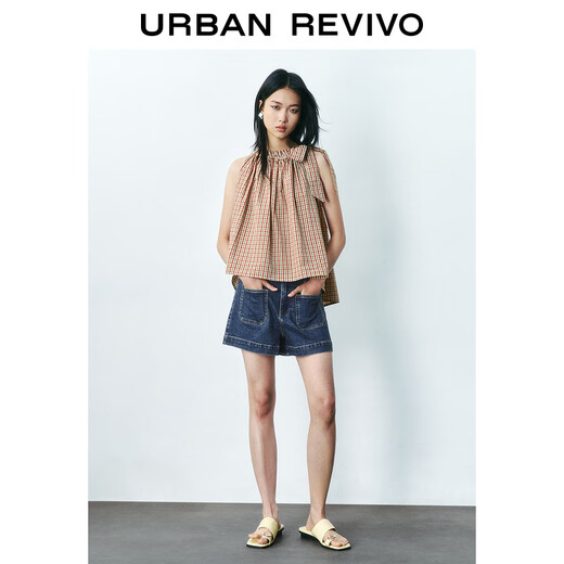 UR2025 Summer New Women's Fashion Casual Double Pocket Decorated Denim Shorts UYY850133