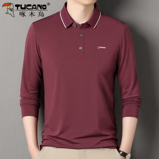 
Woodpecker striped long-sleeved T-shirt for men in spring and autumn new casual middle-aged and elderly daddy lapel pocket base middle-aged top SY-CX-6627 green thin XL 175/135-155Jin[Jin equals 0.5 kg]