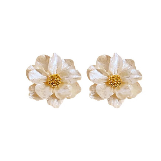 S925 Silver Needle Camellia Earrings Flower White Design Earrings French 2025 New Temperament Earrings Sweet Women Camellia White Flower Earrings
