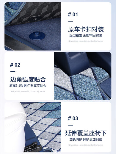 KEOGHS适配25新款别克gl8phev陆尚脚垫专用插混全包围地毯垫ES陆尊地板 前排中排三排尾箱垫全车蓝年华绒 别克GL8新能源24-25款(3899尊享4
