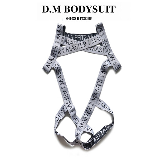 DM men's jumpsuit thong ring letter shoulder strap sexy sexy ring underwear hollow personality gay lilac M100-115Jin Jin equals 0.5 kg