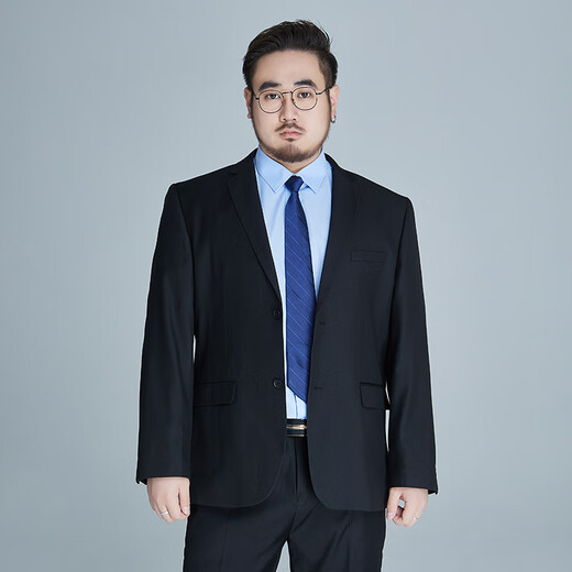 Ayo Fat Summer Thin Large Size Suit Men's Loose Formal Business Wedding Suit Black 6XL