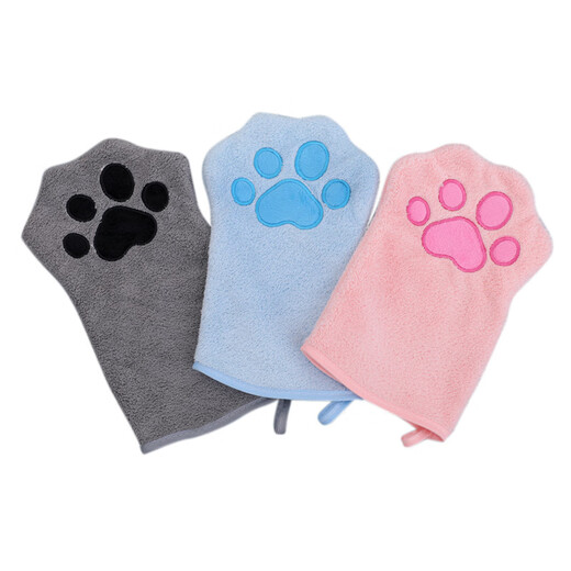 Pet towel glove type dog special quick-drying absorbent cleaning towel cat bath towel pet supplies gray 22*15cm (single pack)
