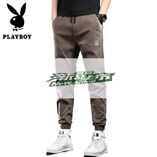 花花公子（PLAYBOY）夏季薄款休闲裤男士潮牌宽松束脚运动裤2025新款夏天工装哈伦裤子 9859黑色 3XL 36码