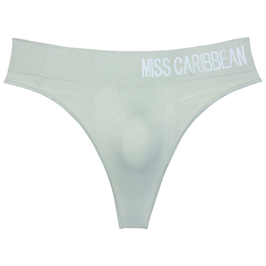 Yalu men's underwear mid-high waist sports fitness thong large size sexy seamless breathable U convex bag pure cotton t-pants gray green 1 pair XL