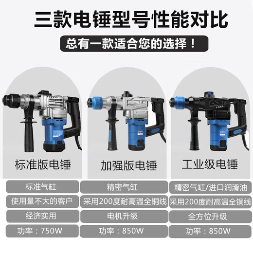 千桐非两用电镐多功能大功率冲击钻电钻头混凝土工业级电动工具 工业级电锤9926-2+三件1