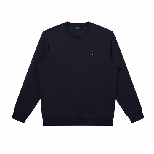 哈吉斯（HAZZYS）男装 秋款休闲衣服男上衣棉弹长袖套头卫衣男ABTZE0CCX32 深藏青色DN L （175/96A 48）