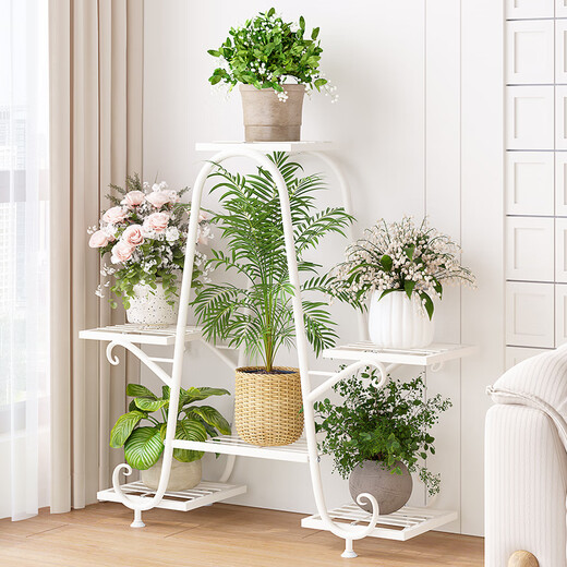 Wojia flower stand floor-standing multi-layer iron art flower pot rack storage rack living room balcony pothos flower stand 941 gold