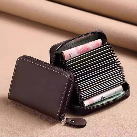 Ono Seven Days Retro Card Holder Men's Large Capacity Multi-Card Slot Multi-Function Document Storage Bag Women's Card Holder Men's Coin Purse Card Holder Brown (18 Card Slots)