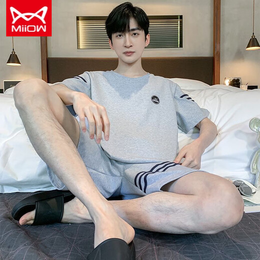 Catman Miiow Color Color Cotton PyRon Pyjama Men's Men's Men's Summer Short Shorts Labotes Labor Summer peut être porté en dehors de l'été 9928 # XL [suggéré 120-140Jin [Jin est égal à 0,5 kg]]]