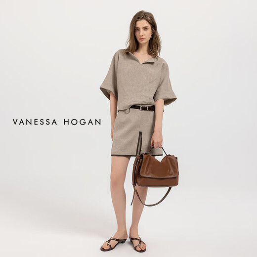 Vanessa Hogan [High-End-Neuprodukt] VH Damenbeutel Zhixing Aktentasche mittelgroße helle luxuriöse Gemüse gebräuntes Leder mit großer Kapazitätsumbeutel Kakao Rotbraun (mit exquisiter Geschenkbox)