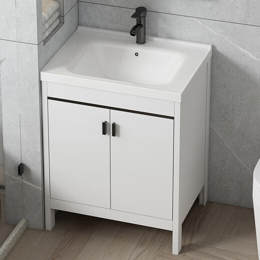 
DAFIFY small apartment wash basin cabinet combined floor-standing bathroom cabinet ceramic integrated basin bathroom wash basin wash basin sink pool white door mirror cabinet 4837cm
