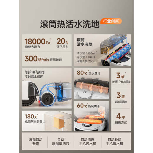 UWANT友望洗地扫地机器人U300MAX活水扫拖一体自清洗 U300自动上下水版