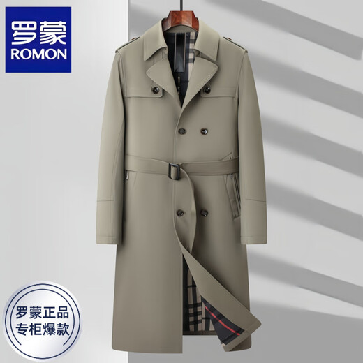 Куртка для ветров Romon Men's Long Spring и осень без кадровую новую пальто Высококачественное теплый верхний пальто мужской темно-синий XL [Рекомендуется 140-160JIN [JIN равно 0,5 кг]]]