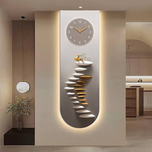 Writing the fantasy step by step high up U-shaped exquisite carving porch decoration painting Elk good meaning warm light background wall lamp painting X4877 30*90UV fine carving++ warm light painting insert