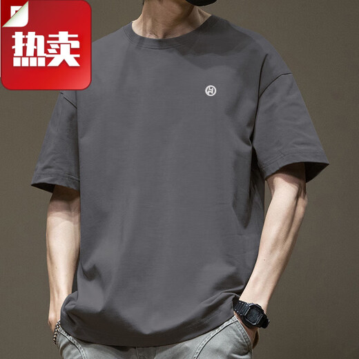 Fanke Liufang Trendy American Kurzärmer T-Shirt für Männer im Sommer. Cotton Round Hals vielseitiger lässig 2025 Neue Modemarke Loose Hong Kong Style T White-1365 Kurzärärmelte S [Empfohlen 80-110jin [Jin gleich 0,5 kg]]]