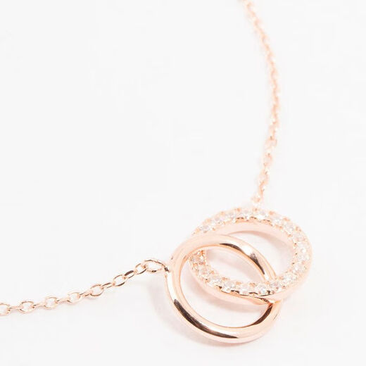 QIWNLovisa rose gold-plated sterling silver interlocking bracelet, romantic, aesthetic, light luxury, niche geometric bracelet, rose gold 15.5cm