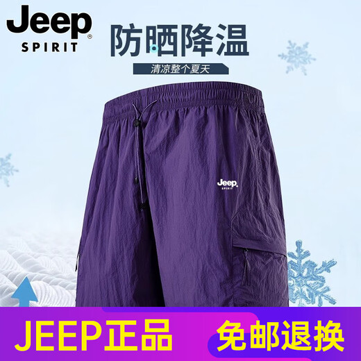 JEEP SPIRIT高端运动短裤男2025新款夏季宽松百搭薄款冰丝速干情侣五分裤时尚 688豆蔻绿 S