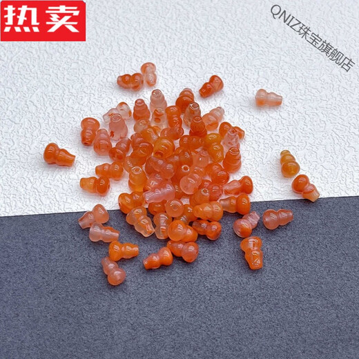 QNIZ Hong Kong and Macao light luxury high-end quality raw ore southern red agate small gourd bead pendant pendant through hole cultural toy bracelet Buddha ST522 size approximately 6-6.5mm in diameter single