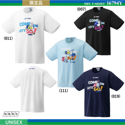 
YONEX JP version feather suit limited edition cartoon cultural shirt 16794Y men and women VC fabric 16794Y black 007 M