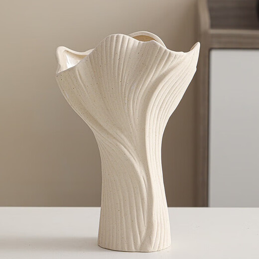 Mudingding modern minimalist style plain-burnt frosted white ceramic art vase Nordic flower ornaments high-end gift