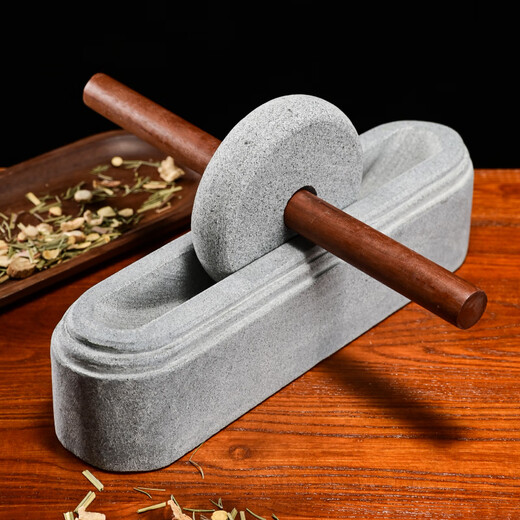 CLCEY custom-made traditional Chinese medicine grinder, medicine grinder, medicine ship, stone medicine twister, groove tool crusher, old-fashioned stone manual grinding, stone roller diameter 70 cm (smooth sailing)
