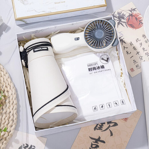 Summer Summer Graduation Regalo Box Box Broiness Company Cool Gift Company Customized Employee Gift Building Cup Pacal Termal Cup + Umbrella + Fan + Set de manga de hielo 350 ml