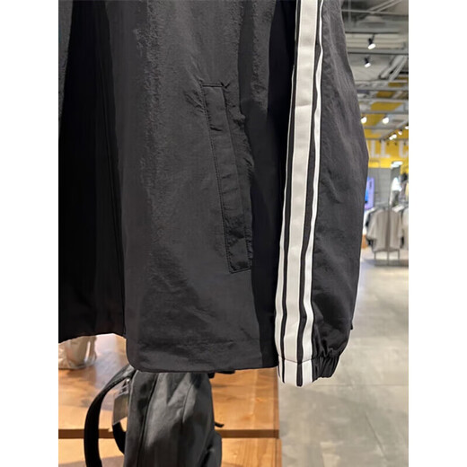 阿迪达斯 （adidas）外套男士2025春季新款健身训练运动服立领防风休闲梭织夹克上衣 KC3892黑色/白 2XL