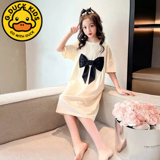 G.DuckKids Girls Summer Ice Silk Nightgown Princess Style Clain à manches minces pyjamas Enfants moyens de taille moyenne Girls Junior School Élèves Loose Home Vêtements à domicile 753 Pink à manches courtes à manches courtes 120 cm Hauteur recommandée 110-120cm 5-6 ans