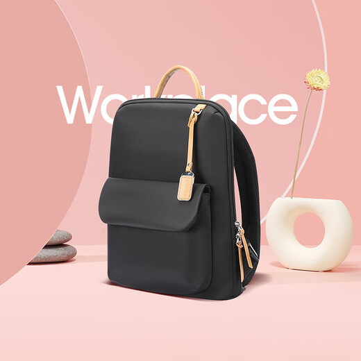 Bopai laptop backpack for women business commuting bag genuine leather backpack small college student schoolbag women black