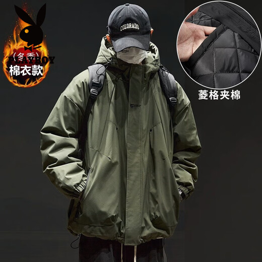 花花公子（PLAYBOY）冲锋外套男女春秋季痞帅轻量户外登山服男美式复古工装夹克男装 745紫色 夹克 L (推荐120-145斤)