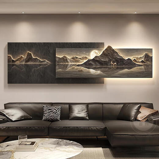 Drei-Tag-Tiger-Rücken hat eine Rückenlehne Wohnzimmer Dekoration Malerei Leichtes Luxus-Sofa Hintergrund Wandhänge 3D-dreidimensionales Landschaftslandschaftsmalerei D-Back hat eine Rückenlehne 15042 cm menschlicher Körper erfasst Licht Malerei Stromversorgung 220