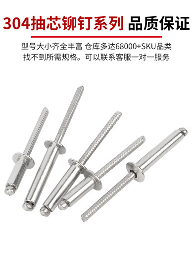 Guwanji Guwanji 304 stainless steel core pulling rivet pulling rivet round head pulling nails slurry head pulling nails heart pulling decoration nails willow nails 304 counterslaughter M5*12200 pieces