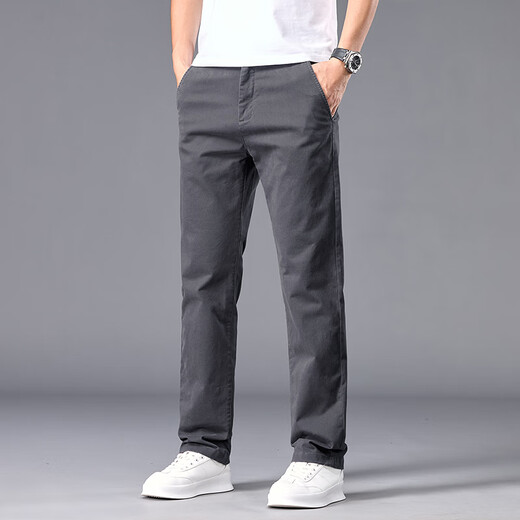 利郎2025新款半松紧腰休闲裤男士中年百搭简约直筒 卡其色6621 28