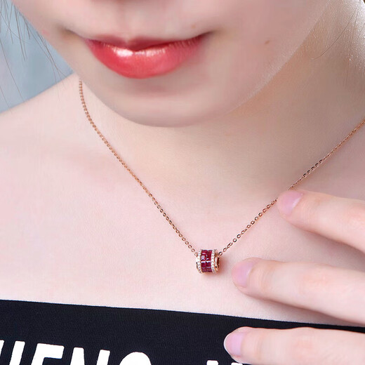 HEEKAIYI Ruby Necklace for Women Dove Blood Red 18K Gold Diamond Pendant Chinese Valentine's Day Birthday Gift for Wife and Girlfriend Selected Passepartout Ruby Necklace 1.16 carat - 18K Gold Diamond Pendant