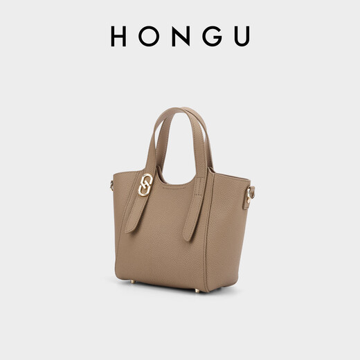 Honggu Bag Women's Cowhide Shoulder Handbag Commuting Vegetable Basket Bag Crossbody Women's Bucket Bag Valentine's Day Gift for Girlfriend