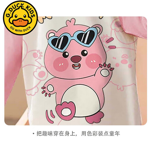 G.Duckkids Girls Pyjamas Kinder langärmelige dünne Frühlings- und Herbst-mittelgroße Kindermädchen Heimkleidung 2024 Neues reines Baumwollset 2 m-ST-11304 8 Größen (100-110) cm
