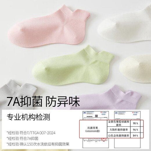 Baumwollbambushaus Socken für Frauen im Sommer dünne antibakterielle atmungsaktive schweißabsorbierende Sportbootsocken für Frühlings- und Sommer-Frauensocken weiß + Milch weiß + Gelb + Rosa + Grün + Lila + Silbergrau + Schwarz All Size