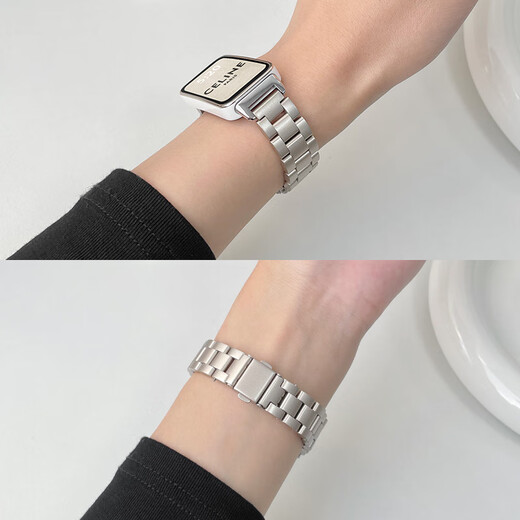 Shangmo es adecuado para la pulsera Huawei 1098/7/6Pro Strap Metal Cinturón de acero de tres plantas Summer Huawei 9 Smart Sport Sports Bindo de acero de acero-Color de la luz de la estrella Aplicable: Huawei Bracelet 10 correa [Versión general de la NFC]