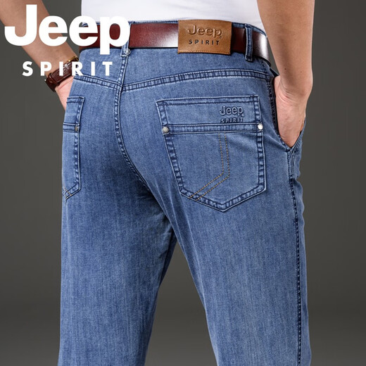 JEEP SPIRIT吉普痞帅牛仔裤男士春夏季薄款美式宽松直筒弹性休闲长裤子男 蓝色j679 四季款不加绒 29 码数-腰围2尺2