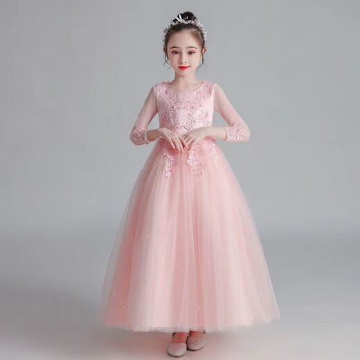 童槐儿童走秀礼服高端主持人公主裙花童婚礼小女孩洋气女童生日蓬蓬纱 826香槟色带皇冠关注优先发货 110
