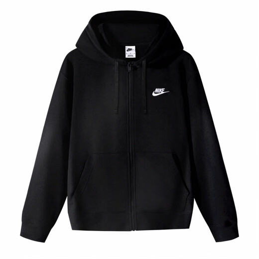 耐克（NIKE）定制服装 COS猫子休闲拉链连帽夹克外套 男女同款 黑色 黑色 S