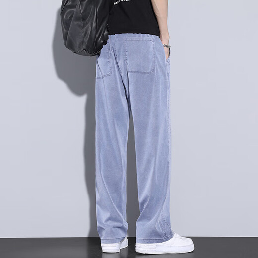 
GY goldlionGY goldlion summer new super soft jeans men's thin large straight loose wide-leg pants 1048 blue high-quality summer lysel thin M 100-115Jin[Jin equals 0.5 kg]