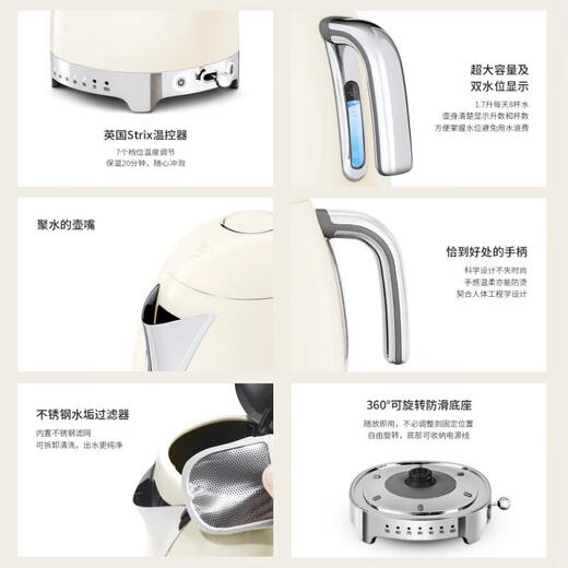 SMEG Classic Set Red Home Electric Kettle Automatic Power Off Insulation Kettle KLF04 + Retro Toaster Toaster Toaster TSF01