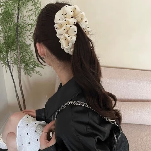 Bai Shilin Korean style 2025 new polka dot bubble banana clip vertical clip half-tied sweet hair clip back of the head hair clip white polka dot banana clip