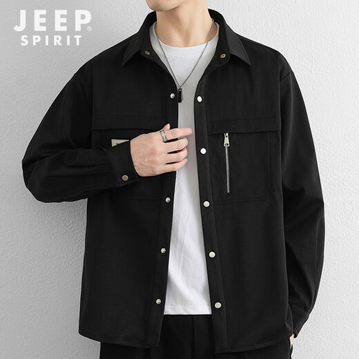 JEEP SPIRIT吉普衬衫男长袖秋季休闲工装外套男宽松百搭夹克上衣新款男装