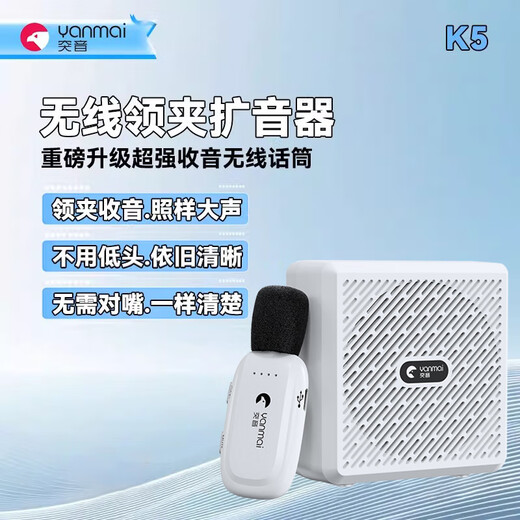 Tuyin K5 Wireless Lavalier Microphone Amplifier for Teachers, Small Bee, High Volume, Anti-Squealing, Noise Reduction Microphone for Teacher Class Meetings, Bluetooth Small Speaker, Outdoor Tour Guide's Voice Protector Tuyin K5-White, Single Model, Wireless Lavalier Amplifier