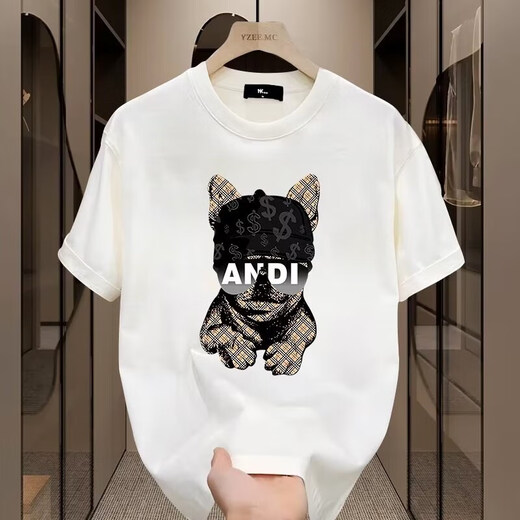 BPSO European und American Trendy Summer Pure Cotton Kurzärmer T-Shirt 2025 Neues T-Shirt Lose großes Paar Outfit Herren halbärmelig V691 Black S