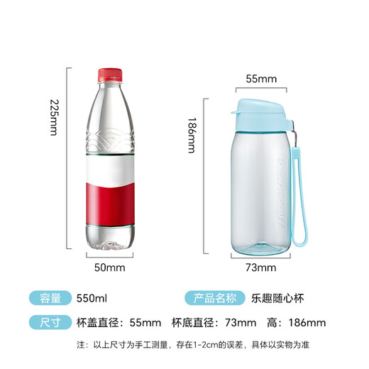 Tupperware Fun 550ML Plastic Cup Summer Portable Sports Water Cup for Male and Female Students Large Capacity Double Drinking Mouth Urban Gray