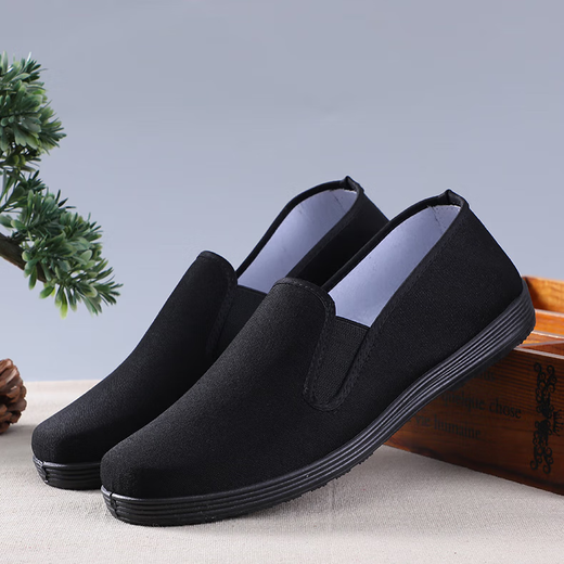 
Old Beijing cloth shoes men's shoes traditional thousand-layer sole breathable casual shoes one foot soft sole comfortable driving shoes work shoes black--all black sole cloth shoes 42